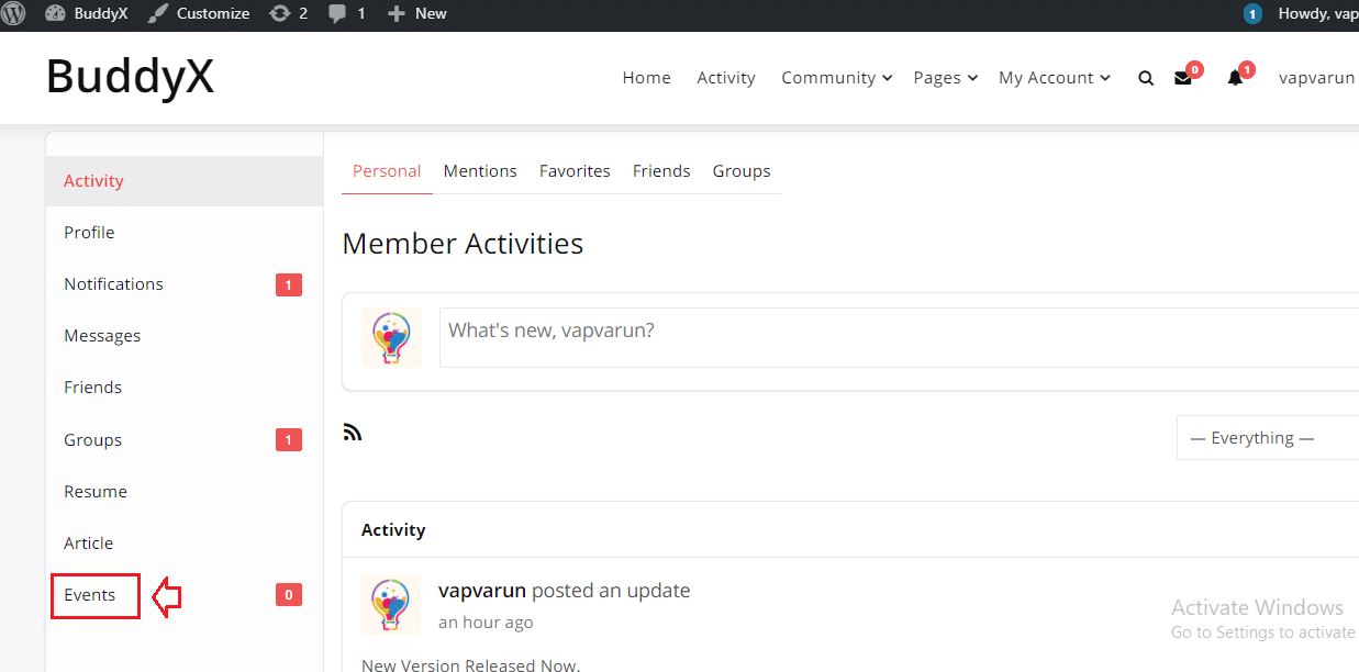 BP Simple Event Plugin Frontend