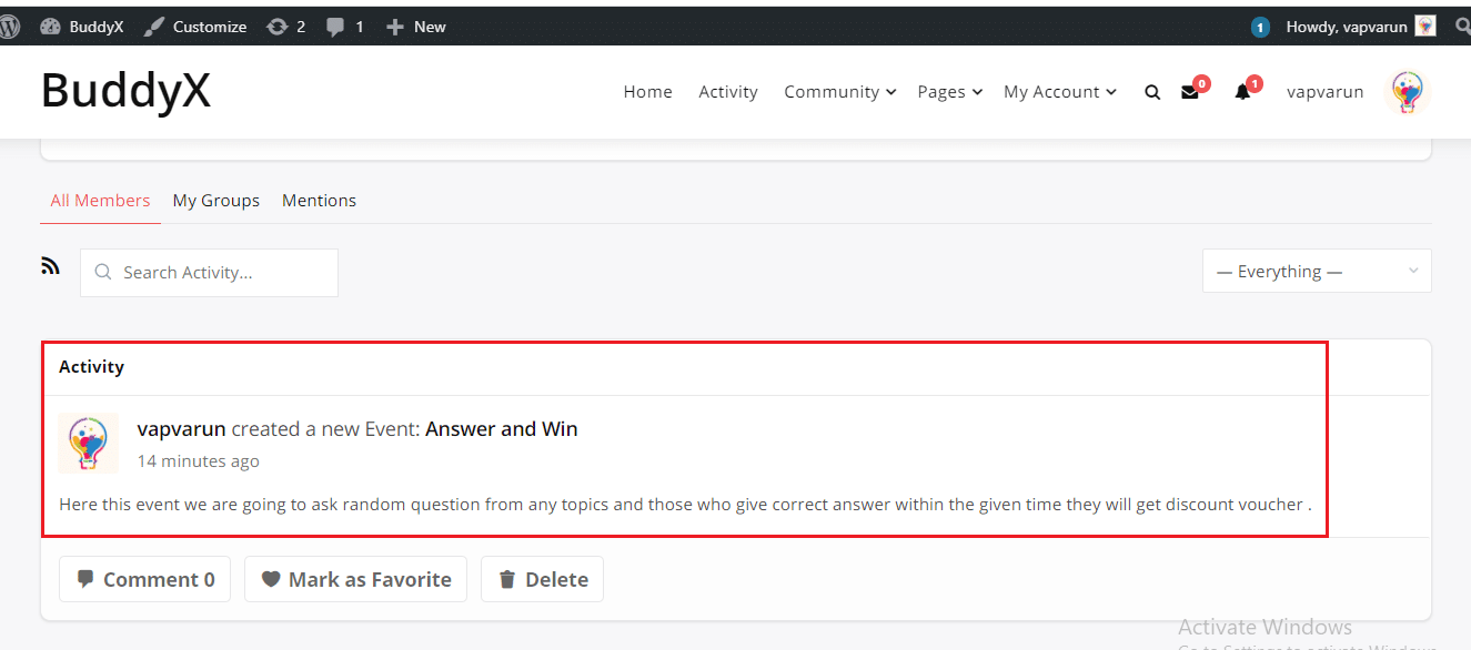 buddypress event plugin