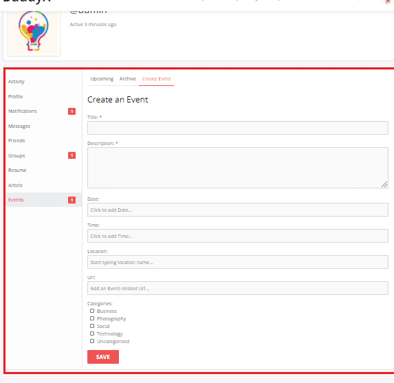 buddypress event plugin