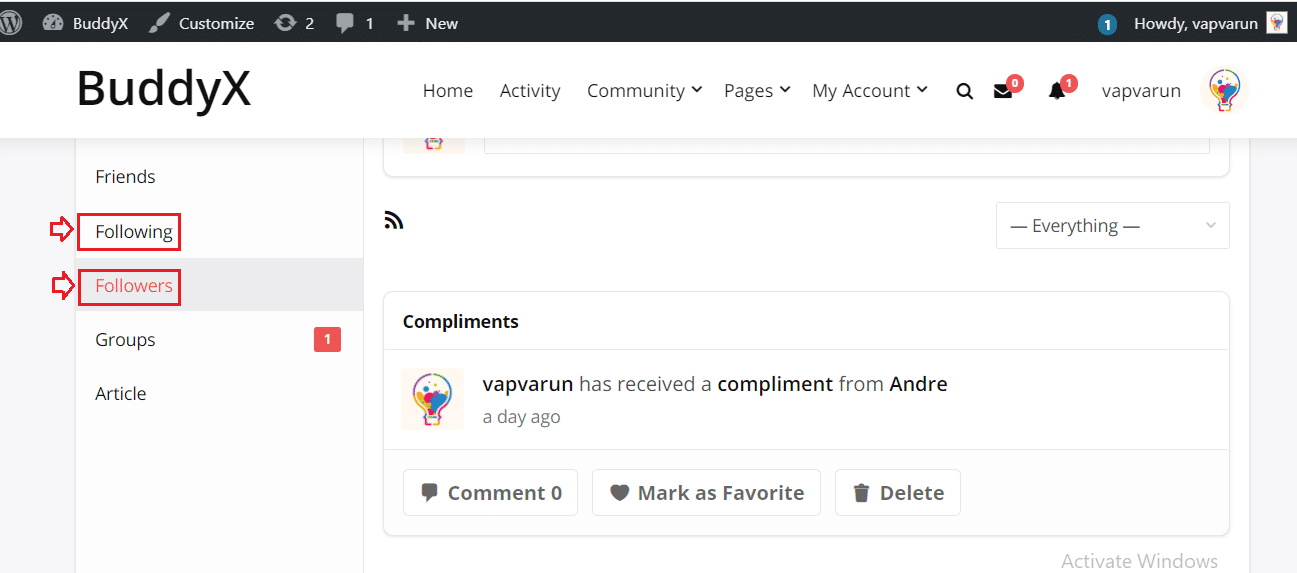buddypress follow plugin
