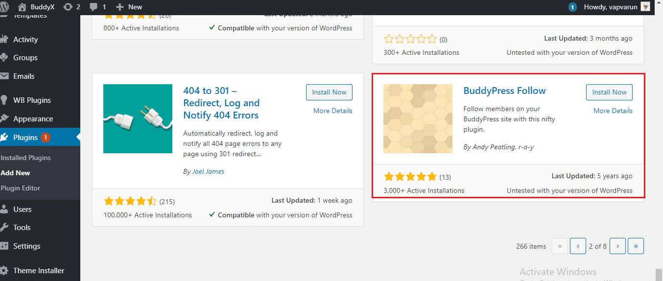 BuddyPress Follow Installation