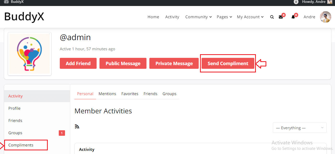 buddypress compliment plugin