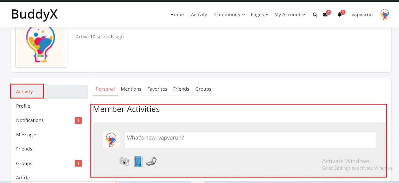 activity plus reloaded buddypress