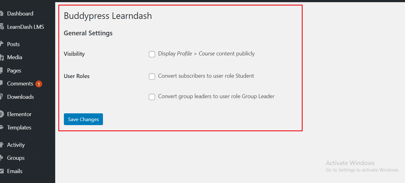 BuddyPress learndash