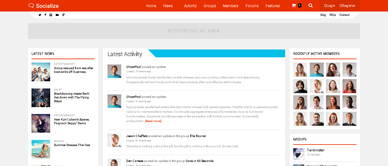 WordPress BuddyPress Themes socialize