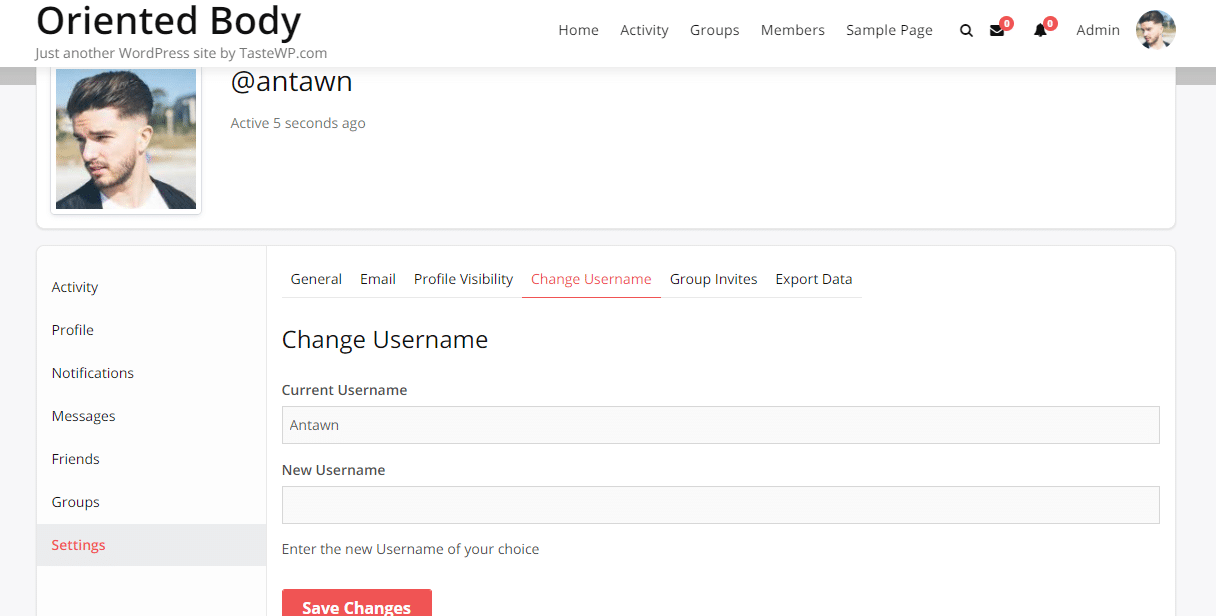 BuddyPress Username Changer Pugin