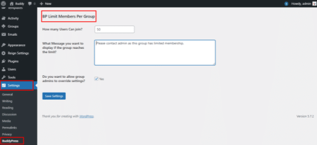BuddyPress Limit Members Per Group Plugin