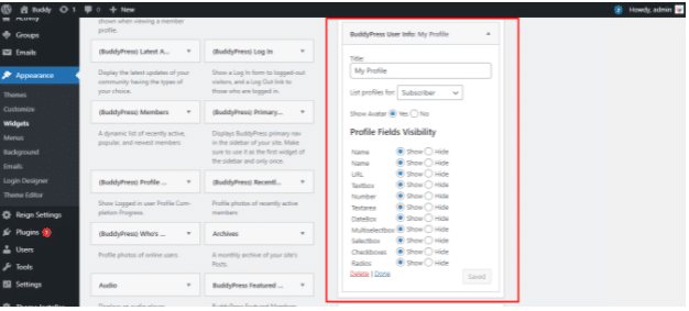 BuddyPress User Info Widget Plugin