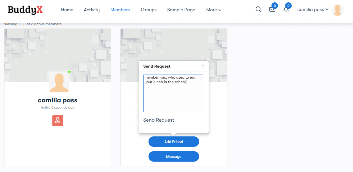 Buddypress Extended Friendship Request Plugin