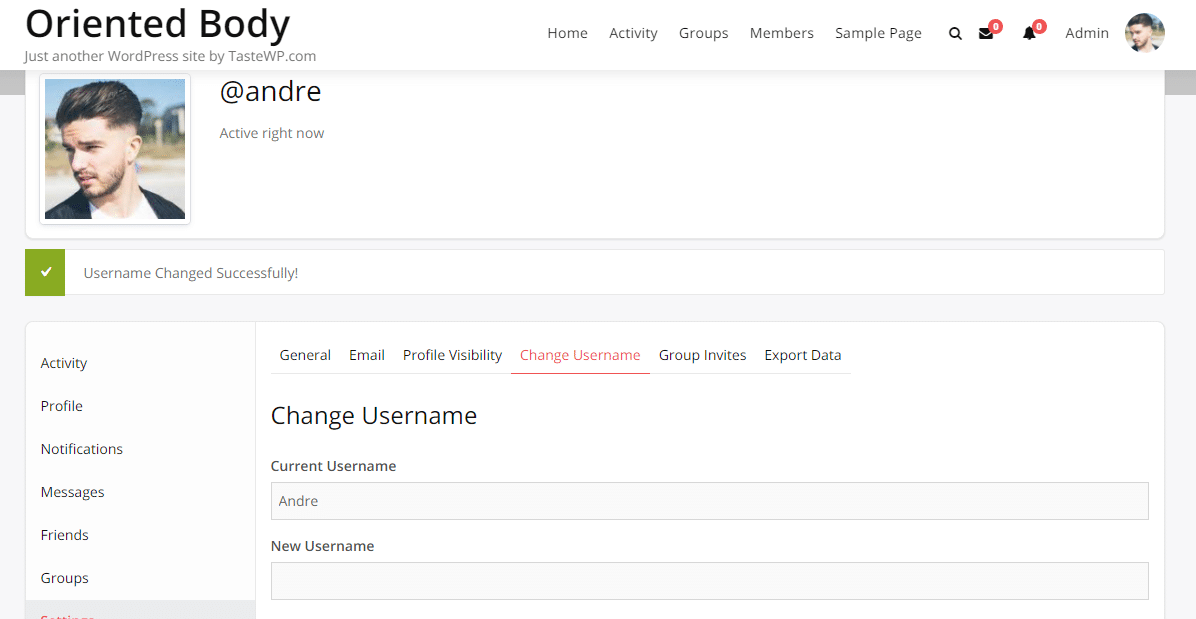 BuddyPress Username Changer Pugin