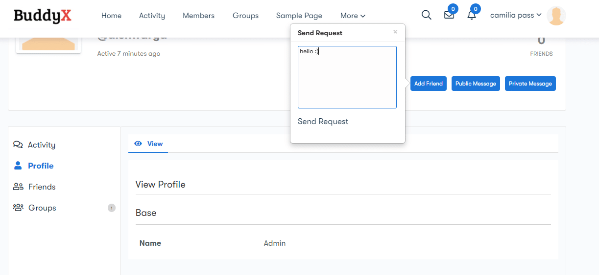 members' profile pages