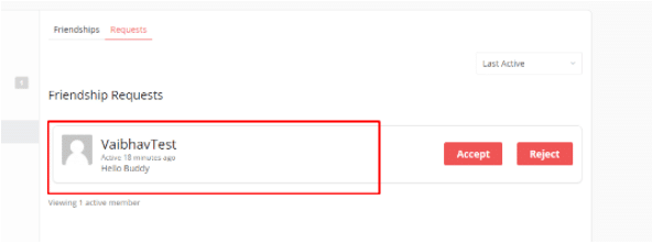 custom message of BuddyPress extended friendship request