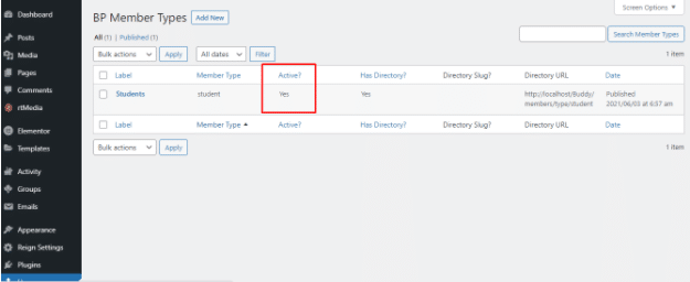 BuddyPress Member Type Generator setting
