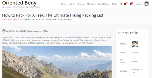 Blog Author profile For BuddyPress Plugin