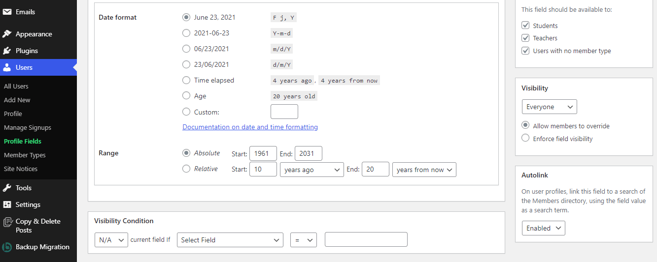 Conditional Profile Fields for BuddyPress Plugin