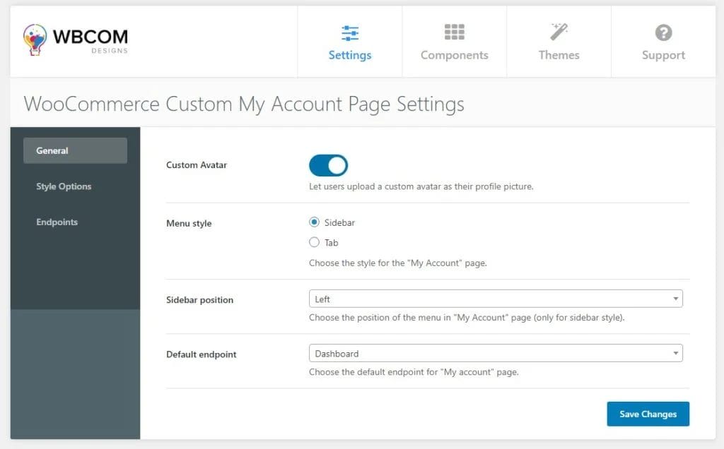 WooCommerce Custom My Account Page Settings