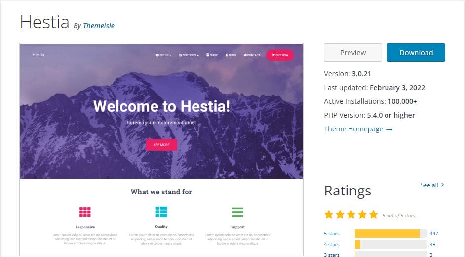 Hestia- WordPress Photography Themes
