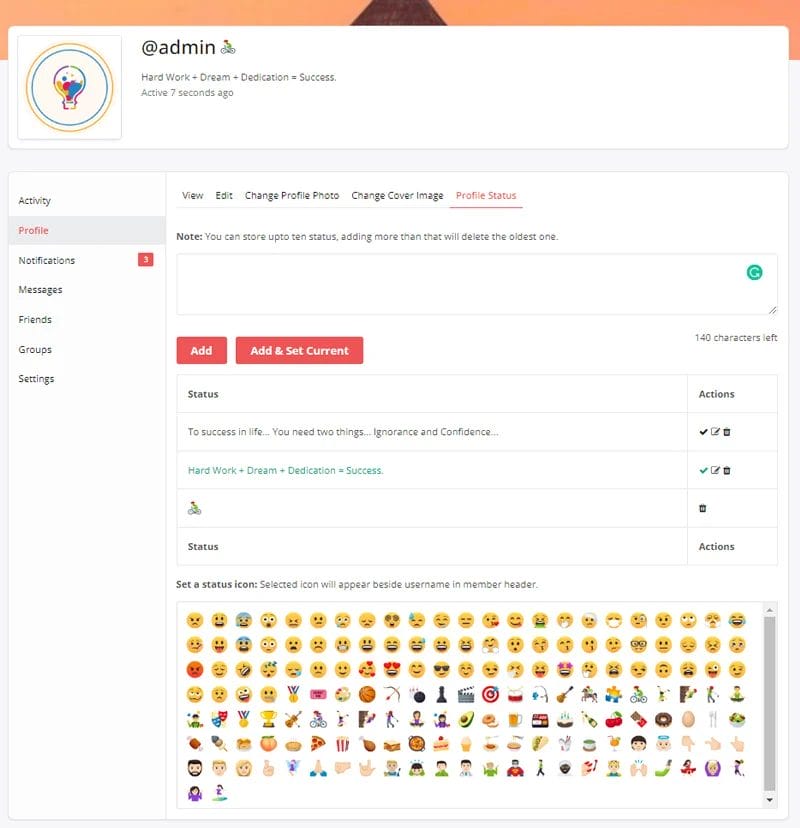 Community Reactions and Status Plugin