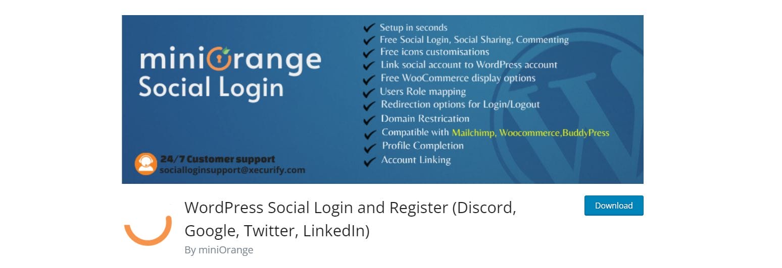 WordPress Social Login by miniOrange