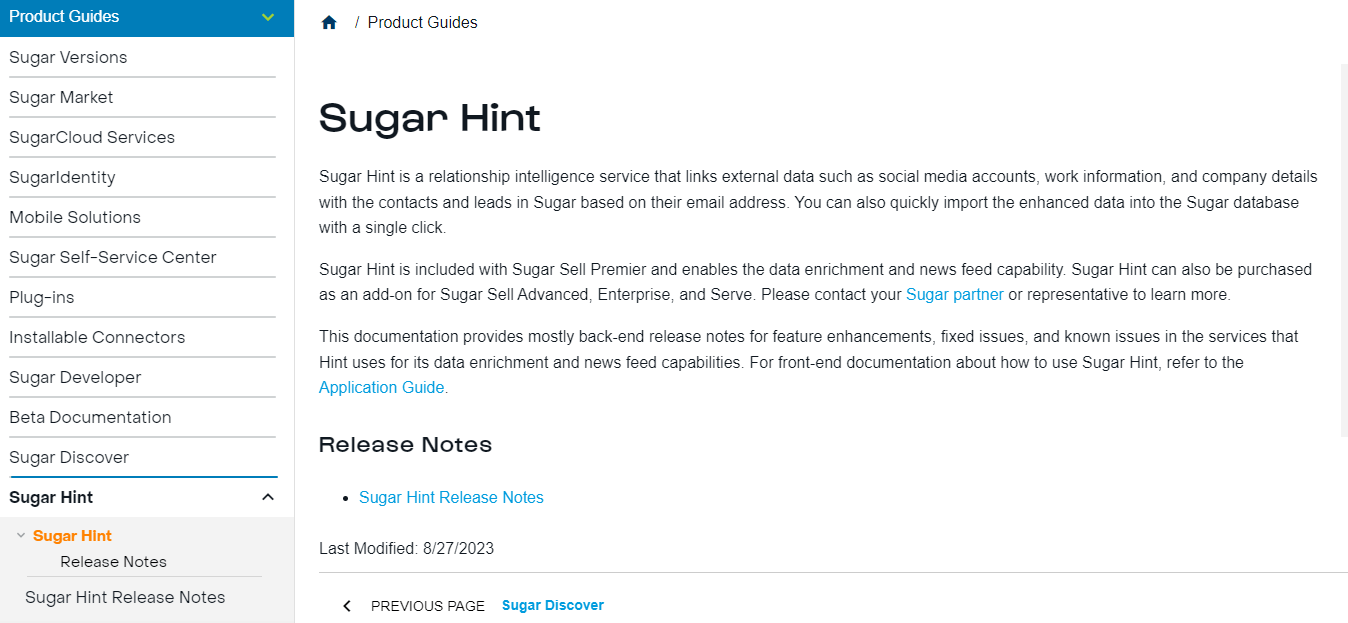SugarCRM Hint