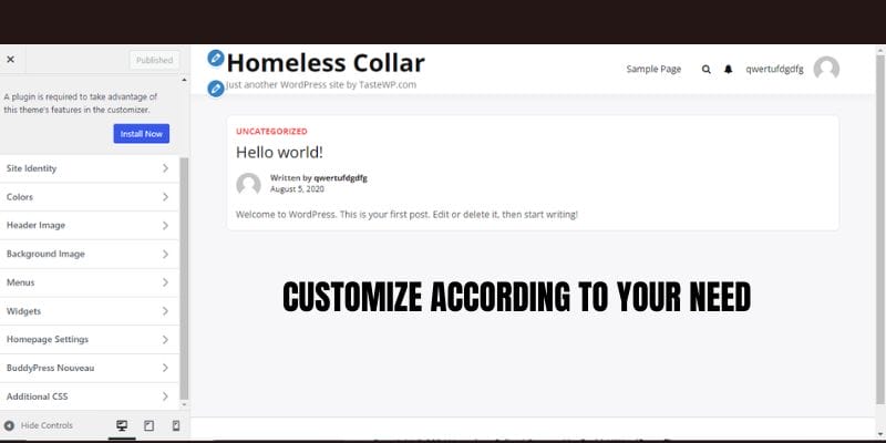 Customize according to Your need