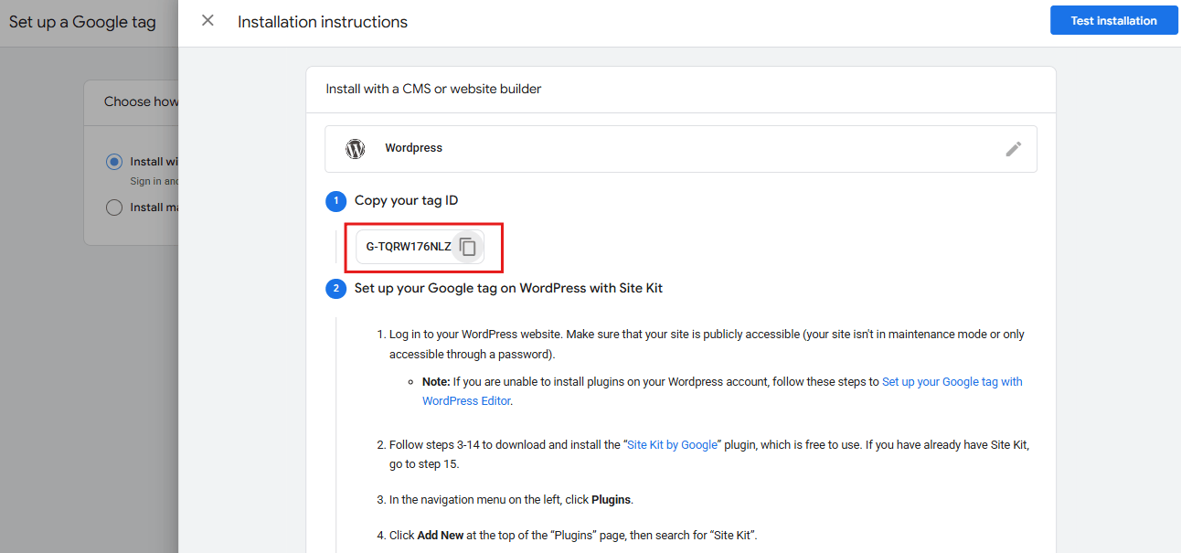 Install GA4 Tracking Code
