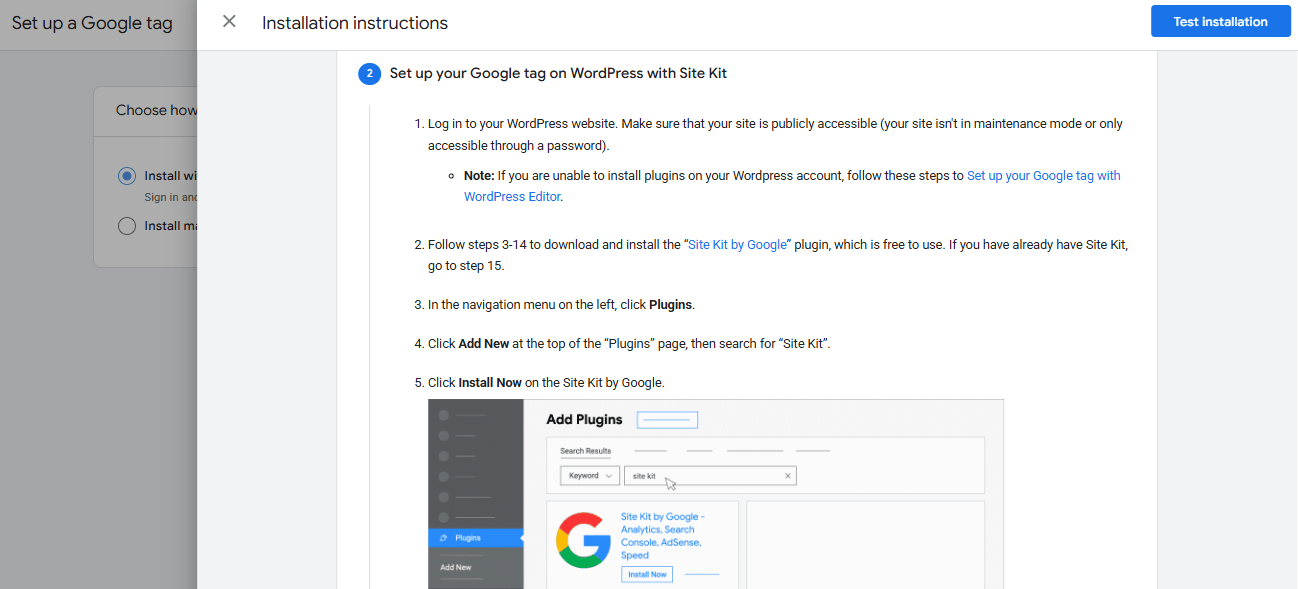 Install Site Kit by Google