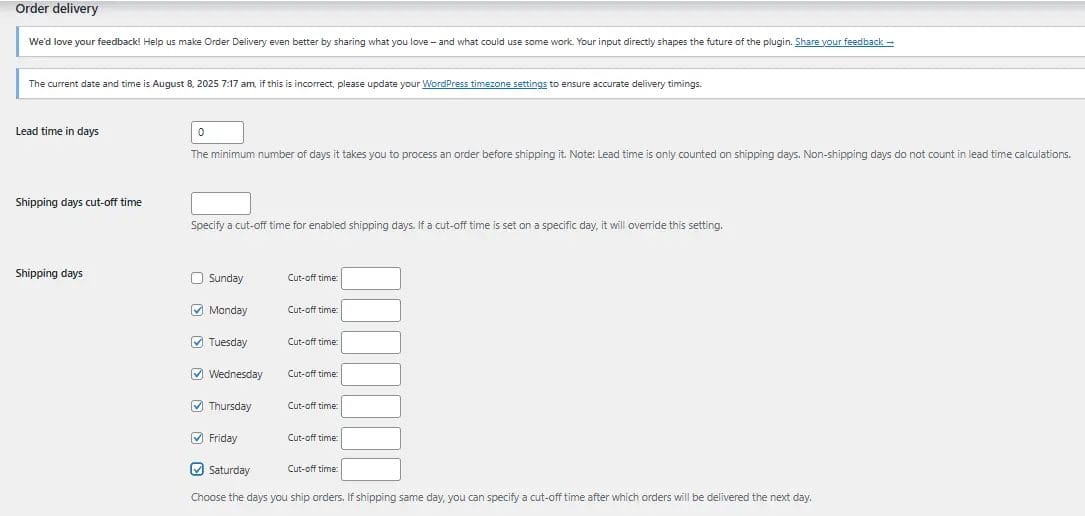 Configure Your Delivery Settings