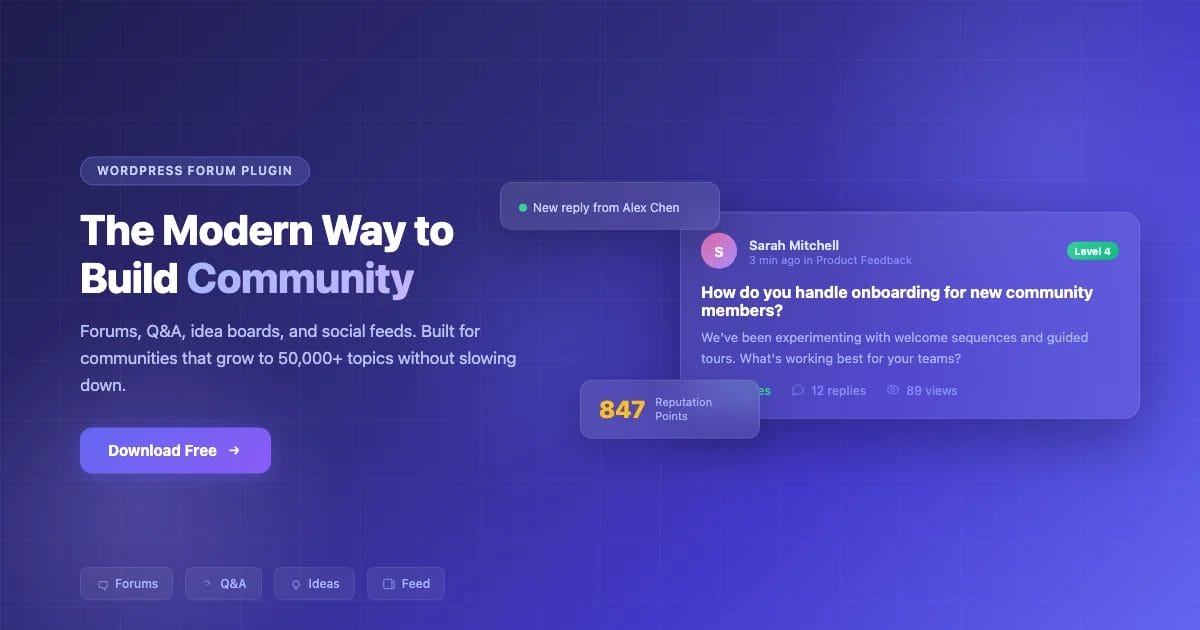Jetonomy WordPress forum plugin hero banner