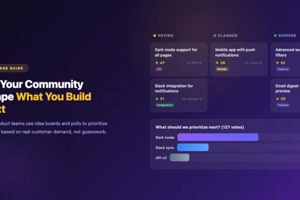 Product roadmap with idea voting, status tracking, and polls