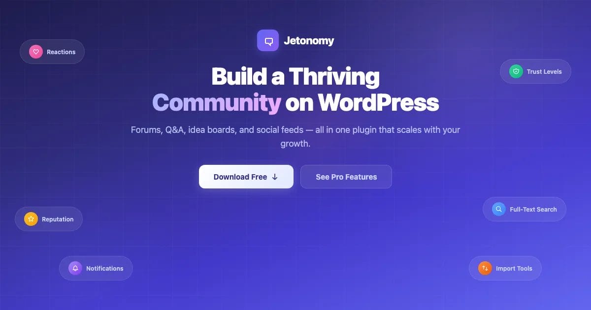 Jetonomy - Build a thriving community on WordPress