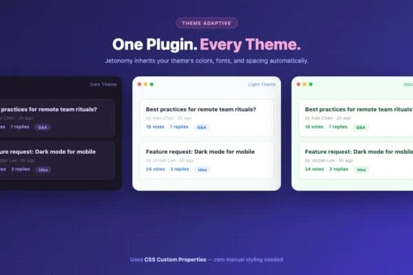 Jetonomy works with any WordPress theme