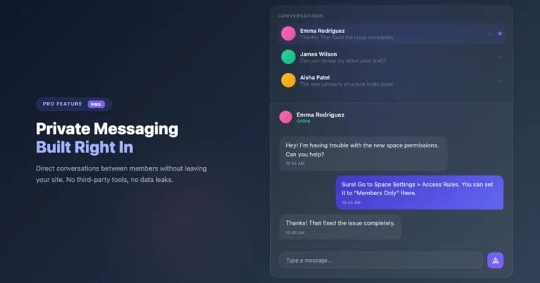 Jetonomy private messaging feature