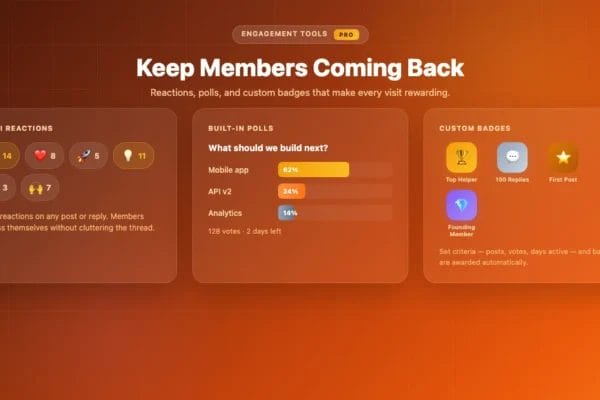 Jetonomy engagement - reactions, polls, badges