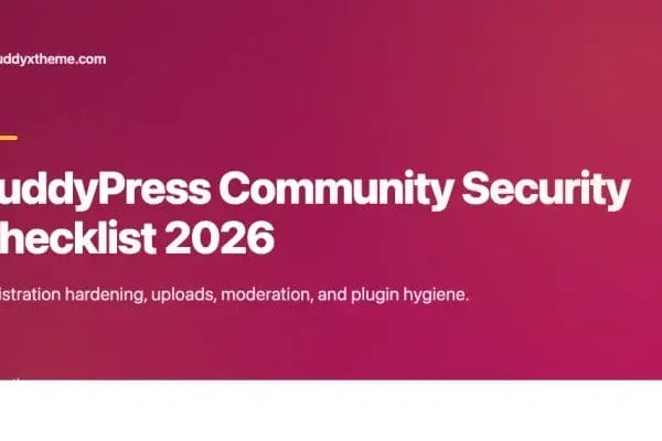 Banner for BuddyPress community security checklist 2026