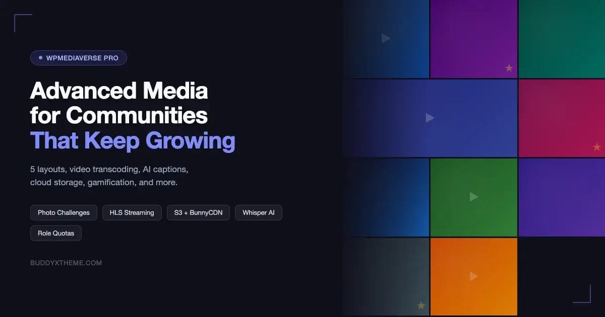 WPMediaVerse Pro advanced media features for WordPress community sites